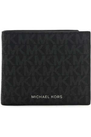 Michael Kors Portafoglio uomo in pelle nera con logo monogram e lettering
