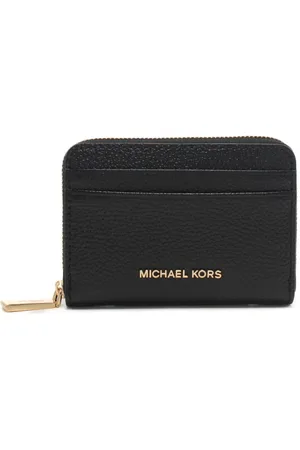 Michael Kors Portafoglio piccolo da donna in vera pelle con logo lettering e zip nero