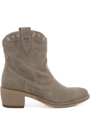 Nero Giardini Stivaletti bassi da donna in vera pelle con tacco cowboy tortora
