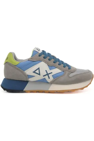 sun68 Sneakers da uomo jaki 2.0 bicolor con inserti in suede grigio chiaro e azzurro