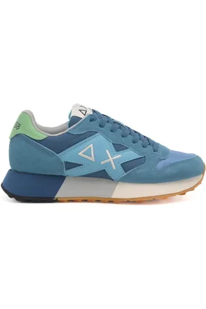 sun68 Sneakers da uomo jaki 2.0 bicolor con inserti in suede azzurro