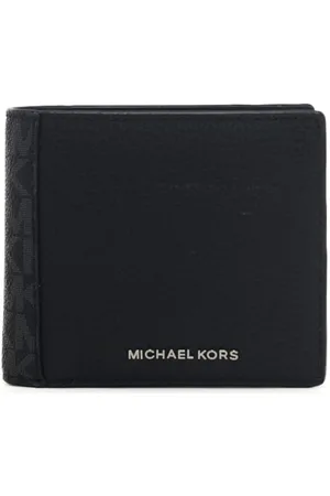 Michael Kors Portafoglio a libro da uomo hudson in pelle con logo e portamonete nero