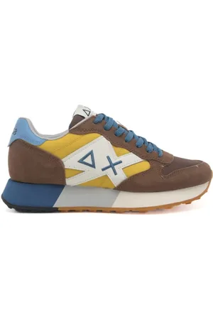 sun68 Sneakers da uomo jaki 2.0 bicolor con inserti in suede marrone e giallo