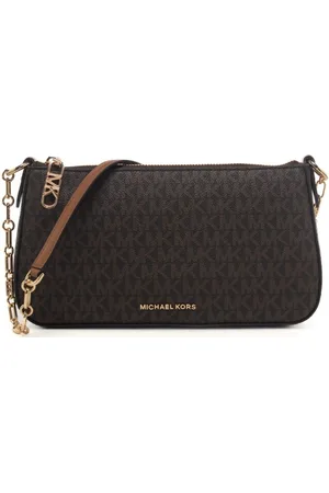 Michael Kors Pochette media da donna con logo monogram all over marrone