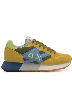 sun68 Sneakers da uomo jaki 2.0 bicolor con inserti in suede giallo e verde militare