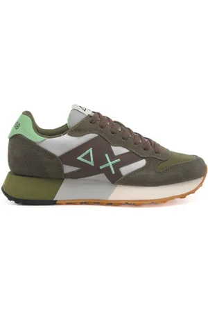 sun68 Sneakers da uomo jaki 2.0 bicolor con inserti in suede verde militare e grigio