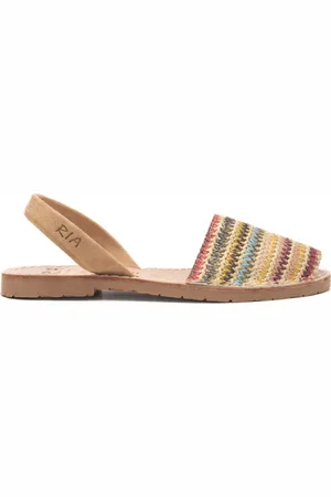 Ria menorca Sandali slip on bassi donna in pelle con intreccio multicolor