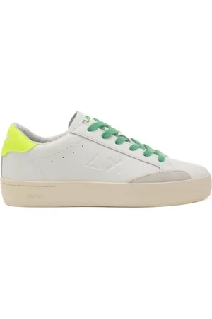 sun68 Sneakers da bambino con logo sulla parte esterna e inserto e lacci a contrasto sul retro bianco giallo