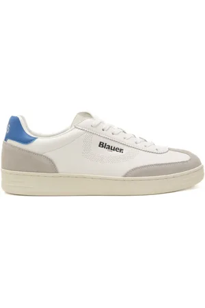 Blauer Sneakers da uomo in vera pelle con inserti in camoscio bianche e blu royal