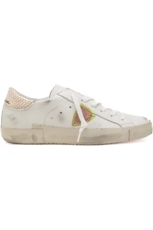 Philippe model Sneakers da donna prsx low con inserto pitonato sul retro bianche e rosa