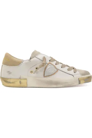 Philippe model Sneakers da donna prsx low con inserti in camoscio bianche e sabbia
