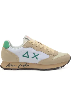 sun68 Sneakers da uomo tom vintage con inserti in suede bianco verde