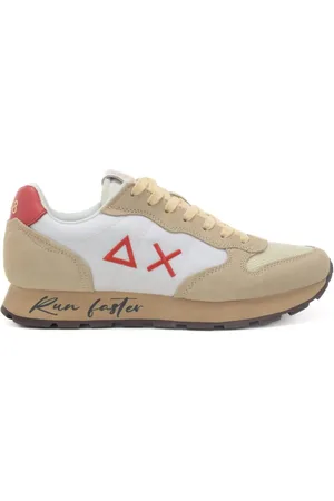 sun68 Sneakers da uomo tom vintage con inserti in suede bianco rosso