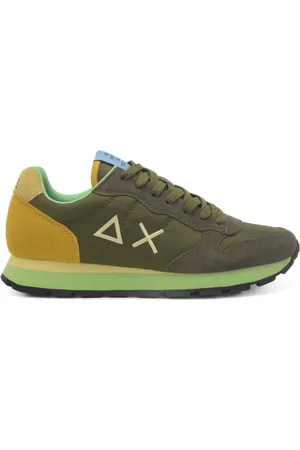 sun68 Sneakers da uomo tom multicolor con inserti in suede a contrasto verde militare