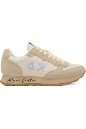 sun68 Sneakers da uomo tom vintage con inserti in suede bianco panna