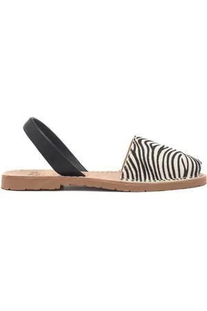 Ria menorca Sandali slip on bassi da donna in vera pelle zebrata animalier