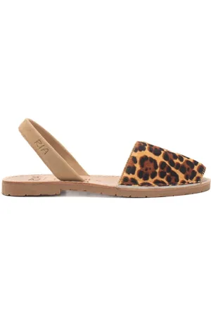 Ria menorca Sandali slip on bassi da donna in vera pelle leopardata animalier