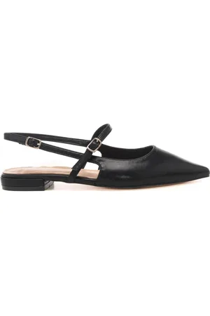 CRISTIN Slingback basse da donna lizzy 2e in pelle con finitura liscia nere