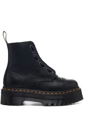 Dr. Martens Anfibio donna sinclair con platform e allacciatura con zip in pelle martellata nera