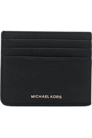Michael Kors Portacarte da uomo in pelle martellata con logo lettering in metallo nero