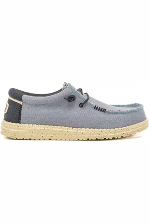 Hey dude Mocassini da uomo wally coastline jute in tessuto con lacci intrecciati grigio stone white