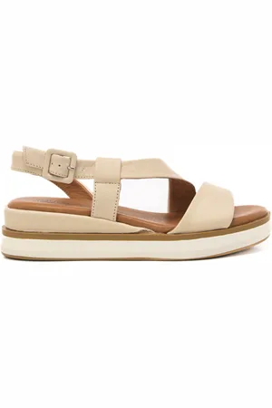 Inuovo Sandali donna con zeppa e fascia trasversale crema