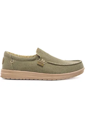 Hey dude Mocassini da uomo mikka braided senza lacci in tessuto verde militare army