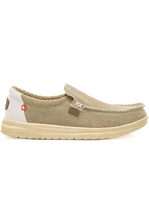 Hey dude Scarpe uomo mikka braided slip on beige e bianche in tessuto