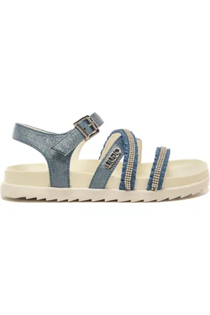 Liu Jo Sandali da bambina nora con fascette anteriori intrecciate denim