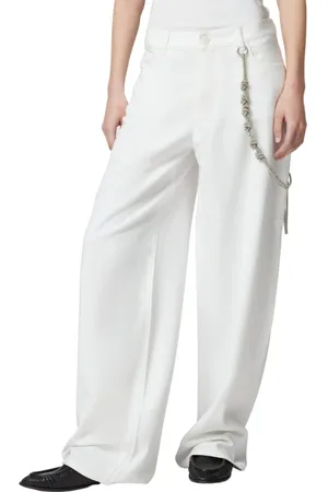 Pinko Pantaloni larghi da donna lauryn loose fit con catena gioiello bianchi