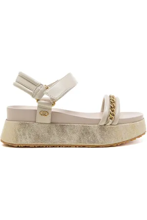 Liu Jo Sandali da donna frida con chiusura con strappo e catena decorativa sul davanti crema