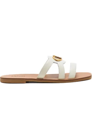 Liu Jo Scarpe basse da donna saba con tre fasce anteriori e logo monogram in metallo sul davanti bianche