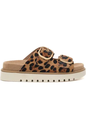 Inuovo Sandali da donna con cinturini con due fibbie di metallo regolabili animalier