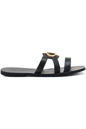 Liu Jo Scarpe basse da donna saba con tre fasce anteriori e logo monogram in metallo sul davanti nere