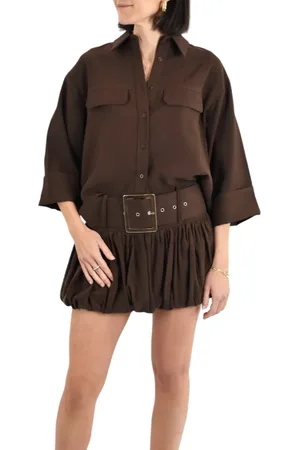 Haveone Camicia in misto viscosa marrone