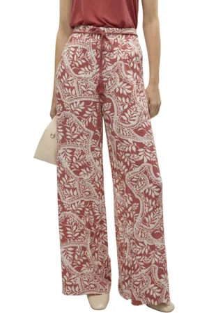 VERO MODA Pantaloni a palazzo in fantasia rosso bianco
