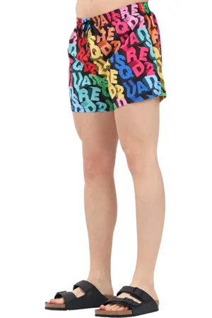 Dsquared2 Boxer mare con logo all over nero multicolor