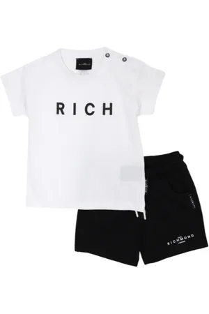 John Richmond Completo T-shirt e shorts bianco nero