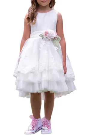 Mimilù Abito elegante in tulle con ricami floreali