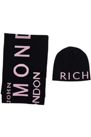 John Richmond Set cappello e sciarpa con logo nero