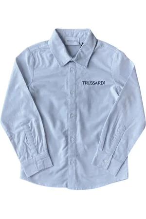 Trussardi Camicia manica lunga con logo celeste