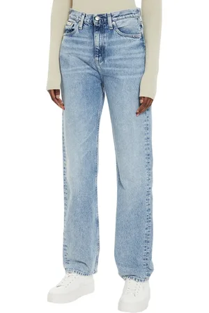 Calvin Klein Jeans a vita alta gamba dritta lavaggio blu