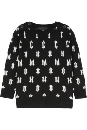 John Richmond Maglia con logo jacquard all over nero