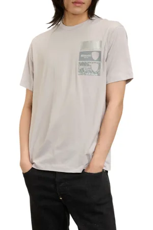 Blauer T-shirt maniche corte Palmer con stampa logo grigio chiaro