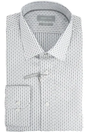 Michael Kors Camicia manica lunga in fantasia slim fit bianco blu