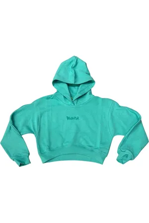 DISCLAIMER Felpa crop con cappuccio logo strass