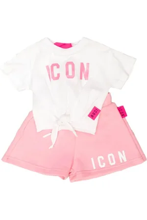 Icon Brand Completo T-shirt e shorts bianco rosa