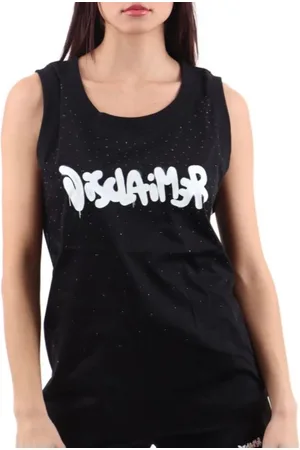 DISCLAIMER Canotta con stampa logo e strass