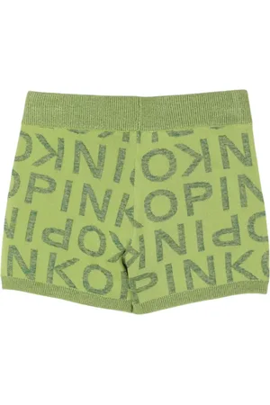 Pinko Shorts in maglia con logo all over verde