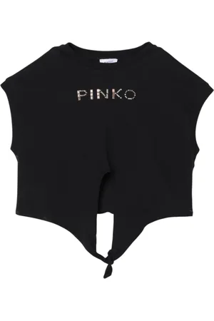 Pinko T-shirt con logo gioiello e nodo nero